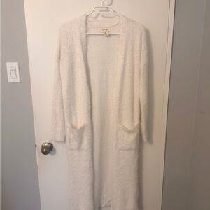 Jessica Simpson White Long Fuzzy Cardigan - small